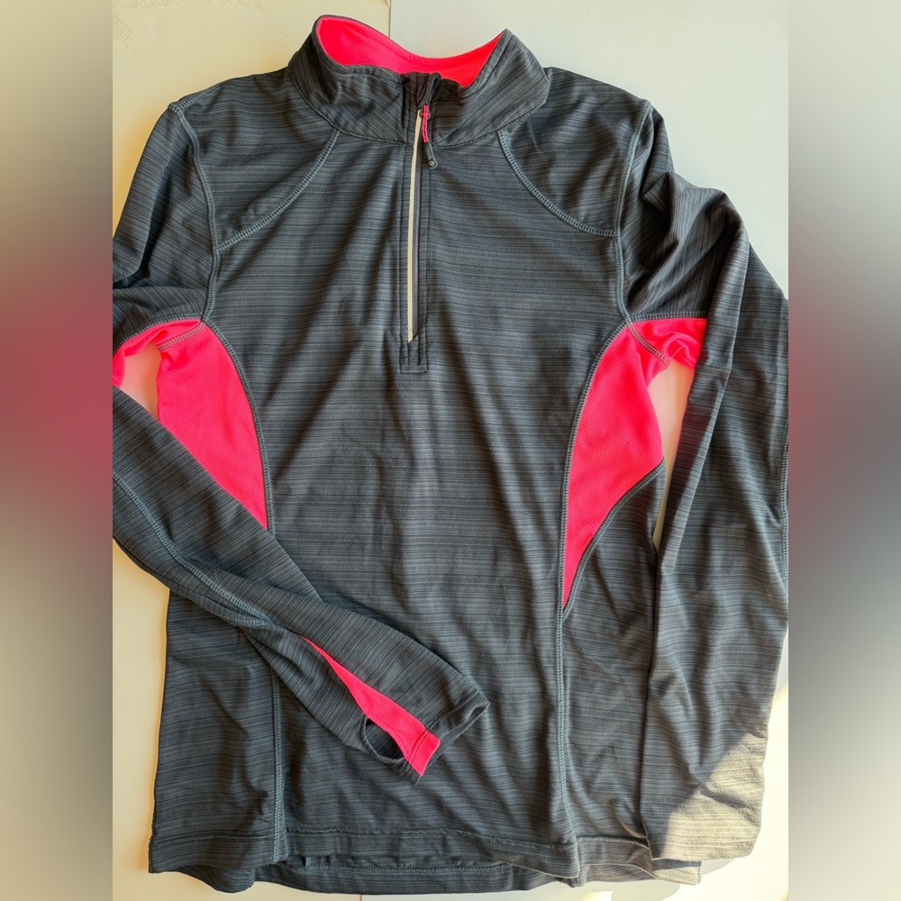 Black and Pink Quarter-Zip Runners Pullover